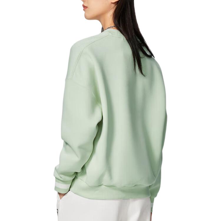 Li-Ning Sports Trend Series Floral Print Crew Neck Pullover Sweatshirt Women Tops Turquoise White AWDS918-2