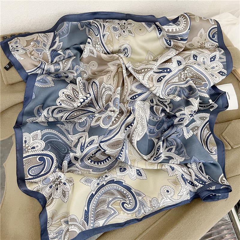 68cm Tree of Life Printed Scarf Women's Spring and Summer New Imitation Silk Scarf Temperament Versatile Headscarf Shawl Scarfs