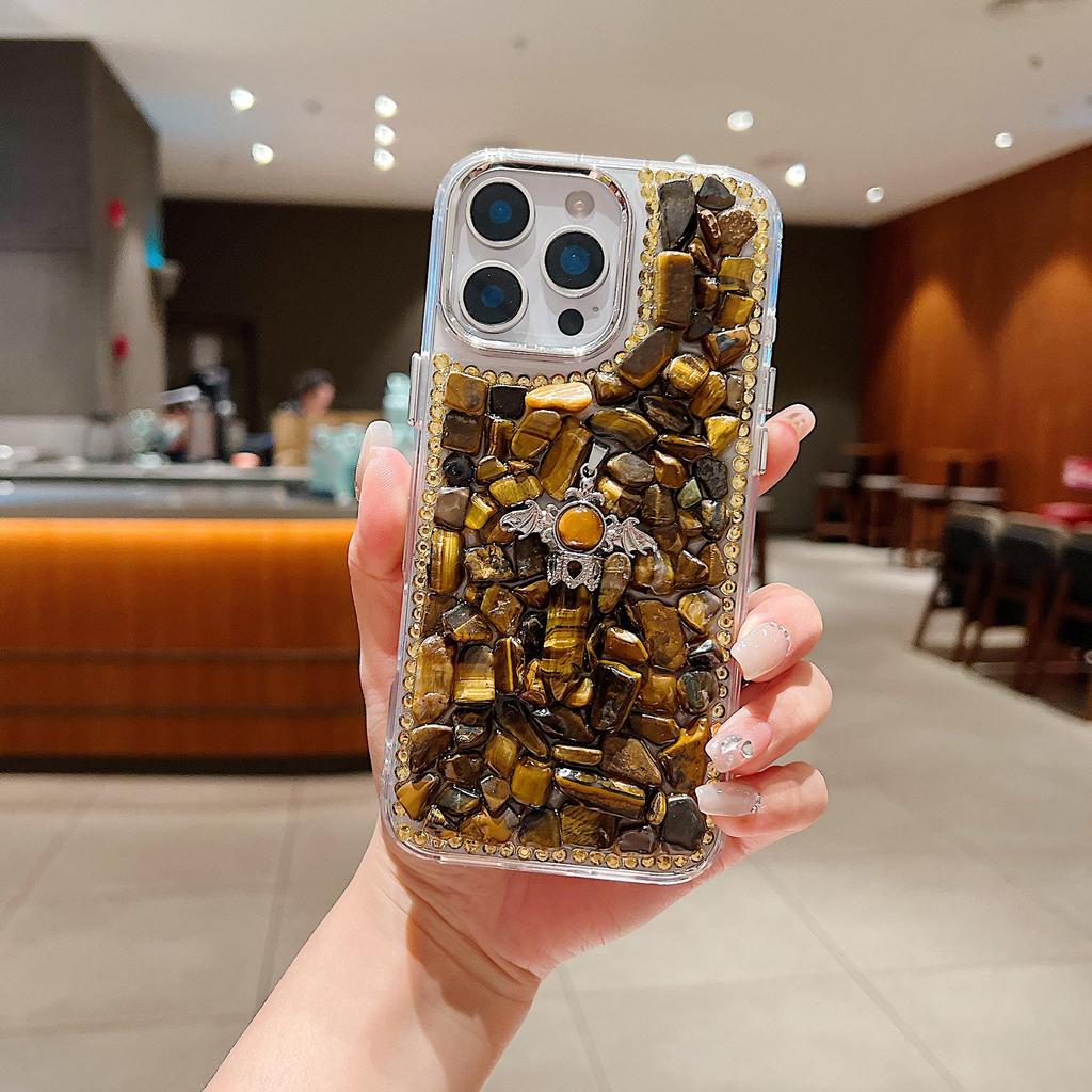 Ręcznie robione etui na telefon z naturalnego kryształu w kształcie berła dla serii iPhone 11-17