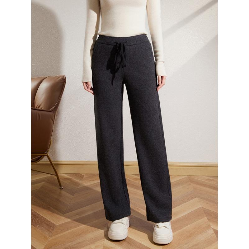 

Шерстяные брюки клеш для женщин на осень и зиму, новые шерстяные прямые брюки, мягкие и эластичные, повседневные брюки, полные драпировки, брюки в пол XXL