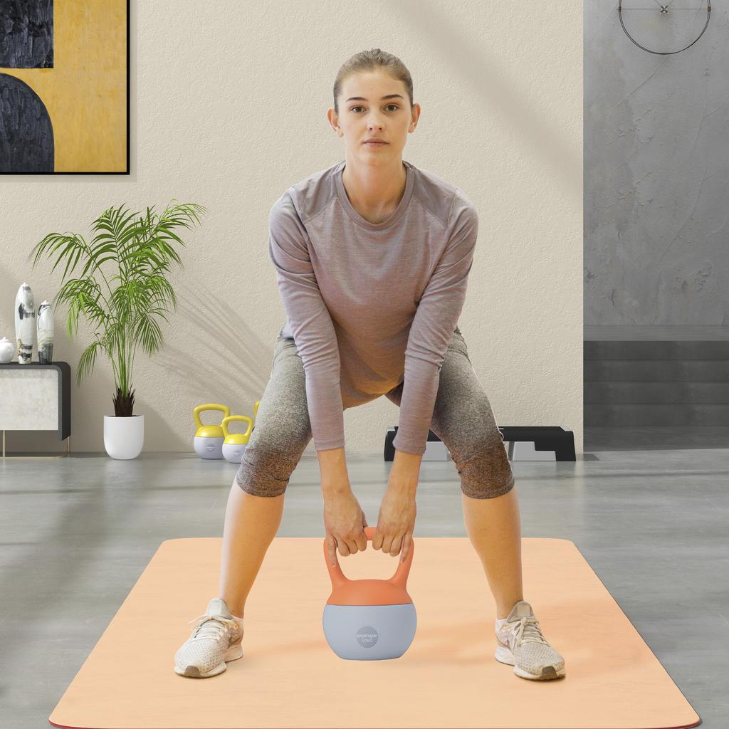 10KG Soft Kettlebell, Kettle Bell with Non-Slip Handle for Home Gym, Weight Lifting, Strength Training, Orange/Grey