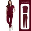 Women's Loose and Comfortable V-neck Short Sleeved Workwear with Multiple Pockets and Beauty Suit Set