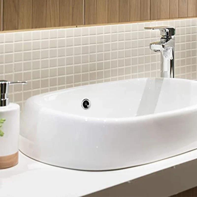 Sink Overflow Ring Drain Cover Replacement Bathroom Kitchen Sink Wash Basin Trim Overflow Cover Hole Insert Round Caps