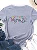 Vergiss das Lächeln nicht Aufdruck Damen T-Shirt Kurzarm O-Ausschnitt Locker Damen T-Shirt Damen T-Shirt Oberteile Kleidung Camisetas Mujer