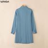 VONDA Elegante Damen Reverskragen Langarm Knöpfe Lässig Büro Dünne Hemden Kleid