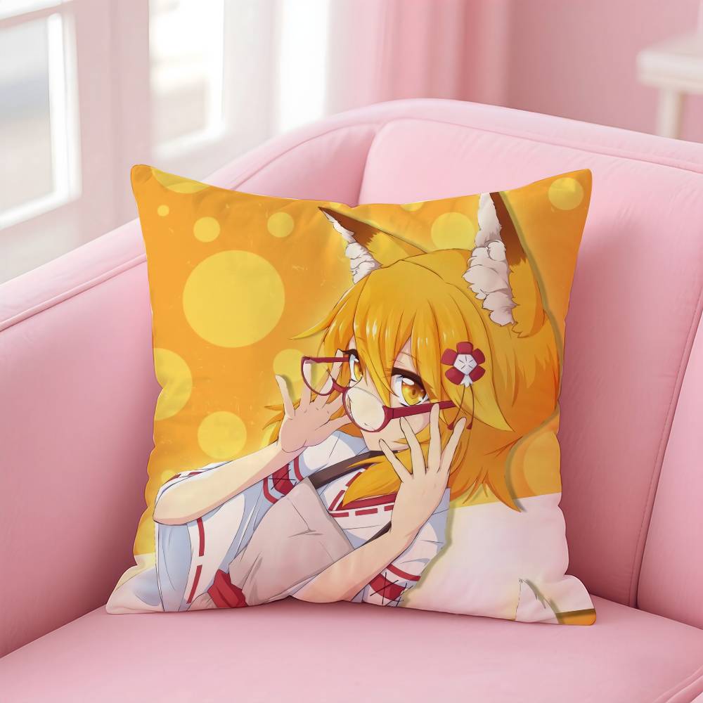 Helpful Fox Senko San Cartoon Pillow Case Safe Custom Photo Pillow, Anti-fade Brushed Fleece Cushion, Maternal & Infant Safe.