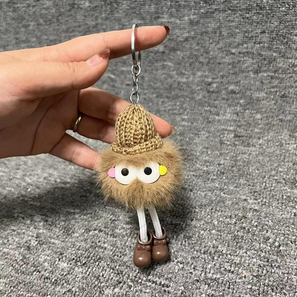 Hot Sale Creative Plush Keychain Cute Long Legs Couples Keyring Coal Ball Plush Backpack Accessory Gift