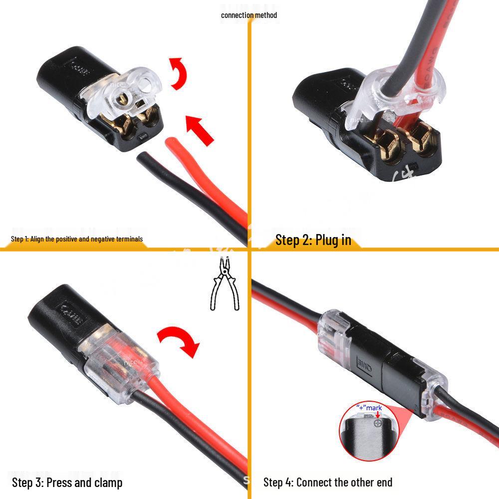 LED Solderless Quick Connector D2 Dual-Wire Interlocking Terminal