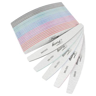 Nagų dildės Buffer Emery Board Švitrinis popierius 80/100/150/180/240 Grit manikiūrui Stiprus storas šlifavimas Half Moon Lime Nagų dildymo įrankiai