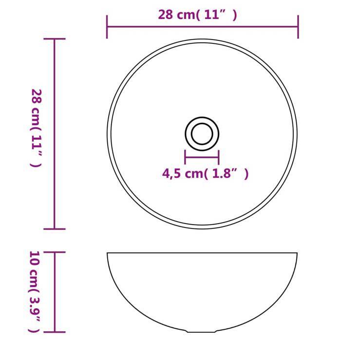 VidaXL Lavabo de Salle de Bain Rond Vasque à Poser de Toilette Lave-mains de Cuisine Salle Cosmétique Maison Intérieur 146977
