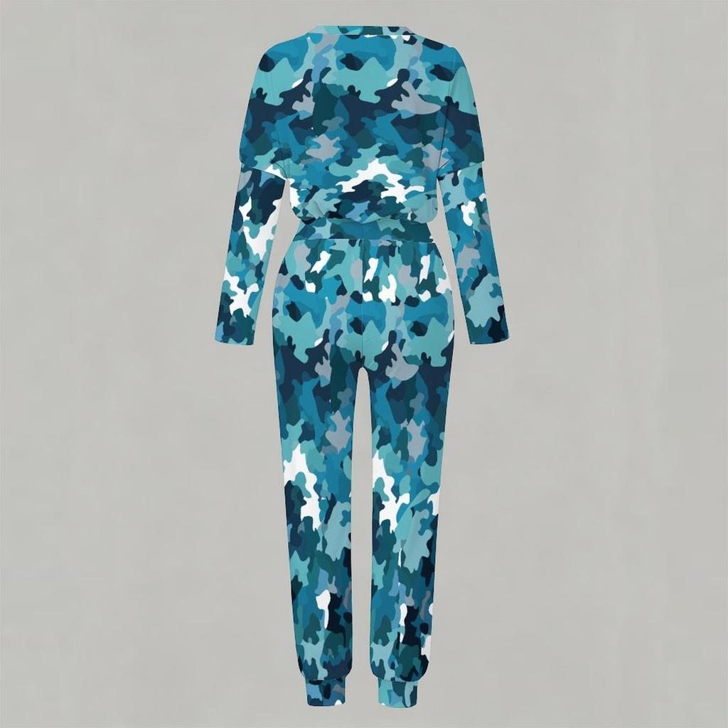 Female Crew Neck Long Sleeve Tunic And High Waist Straight Pants Two Piece Daily Casual Loungewear