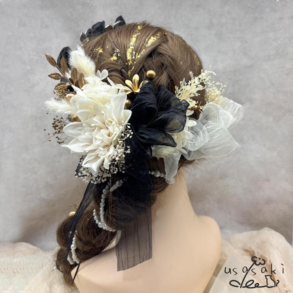 Hair Accessory for Coming-of-Age Ceremony, Pre-wedding Photoshoot, Dahlia, Headband, Hydrangea, Ribbon, Graduation Ceremony, Entrance Ceremony,