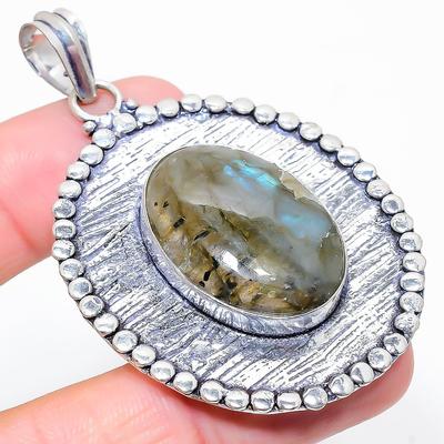 Labradorit Edelstein 925 Sterling Silber Schmuck Anhänger 2,60" F3N60