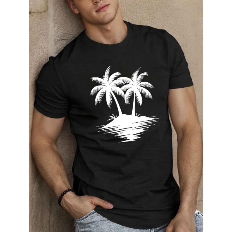European sizes Palm Tree Men's Short Sleeve T-shirt Summer T-shirt Top