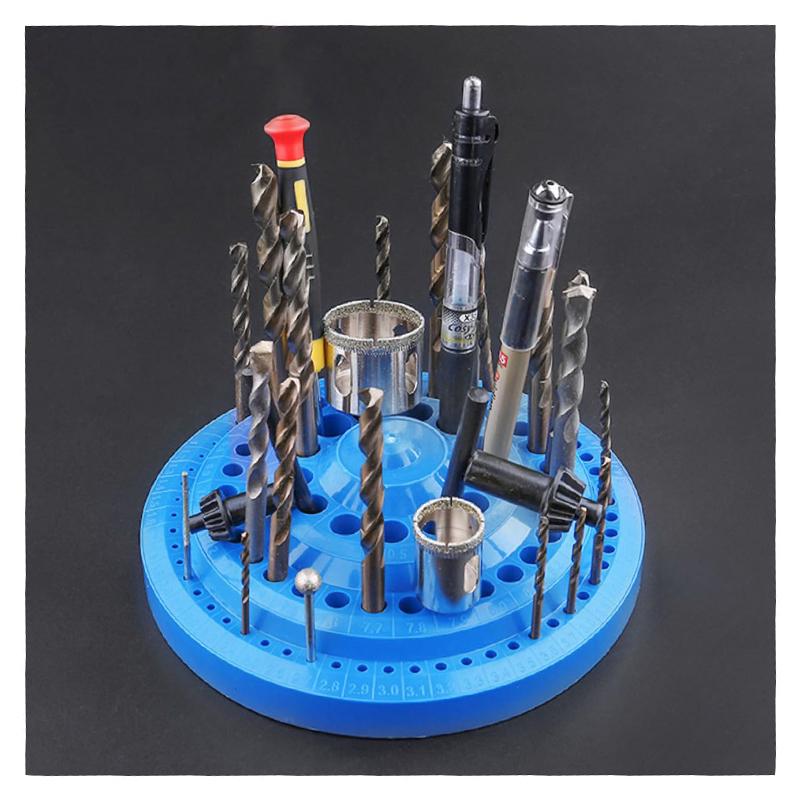 100 Hole 1-13mm Drill Storage Box Nail Drill Bits Storage Case Drill Case Rotating Tray Drill Bits Storage Bin Hardware Brackets