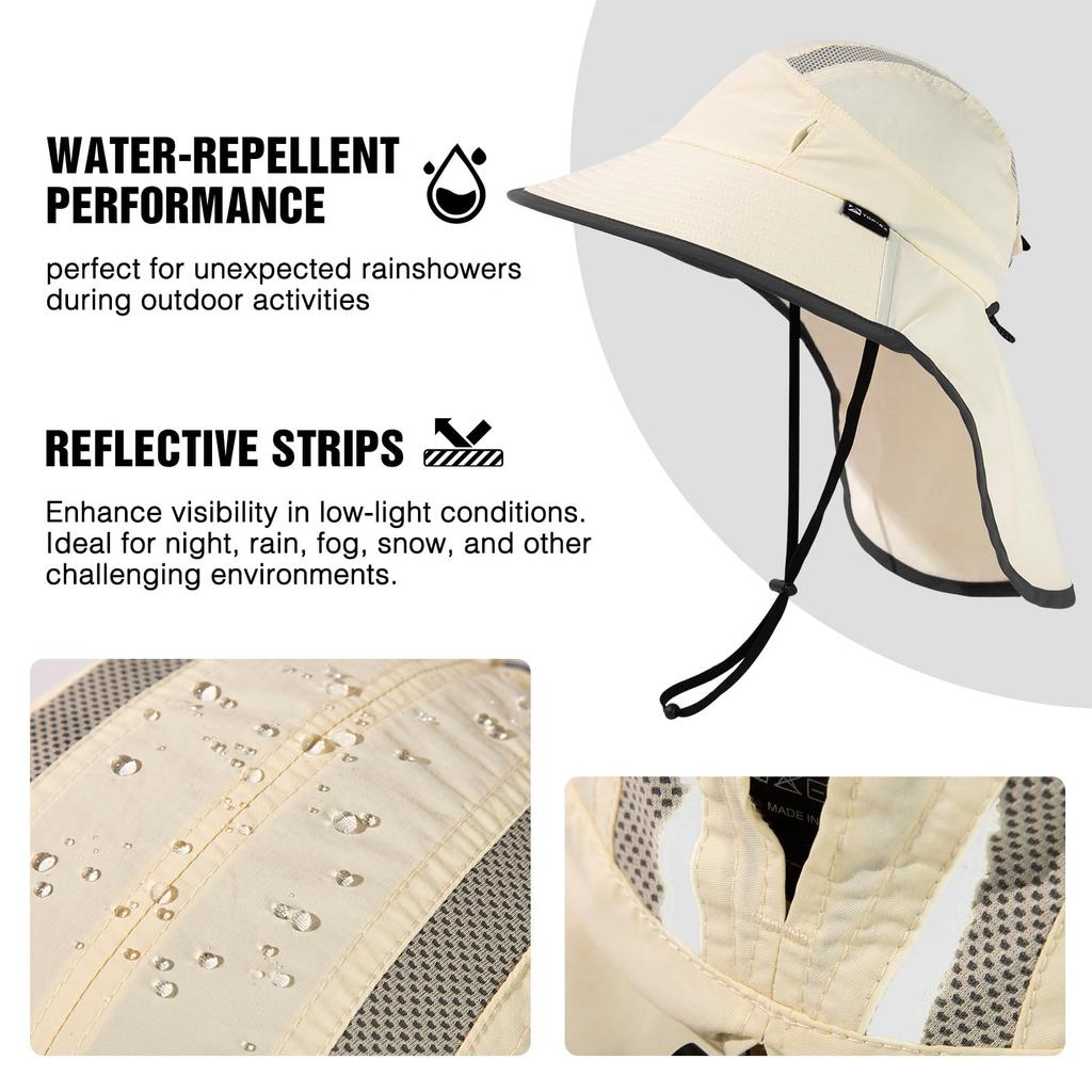 Safari Hat for Adventure Boonie Fishing UV Military Sun Sunshade Chin Wide UV Protection XL [TOP-EX] Women, Hat, Foldable, Ponytail, Hat, Hat,
