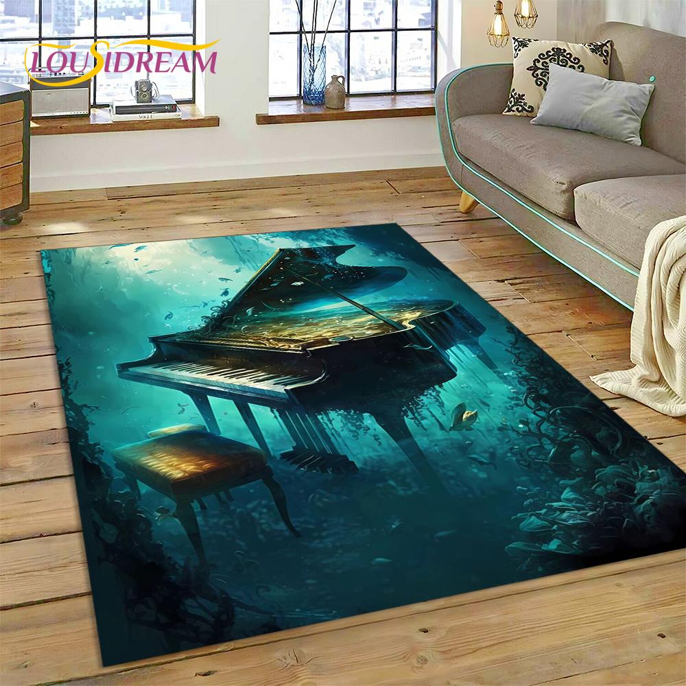 Dywan 3D z kreskówkowym instrumentem muzycznym w kształcie klawiszy pianina do domu, salonu, sypialni, pod sofę, wycieraczka, dekoracja, dywanik dla dzieci, mata podłogowa antypoślizgowa