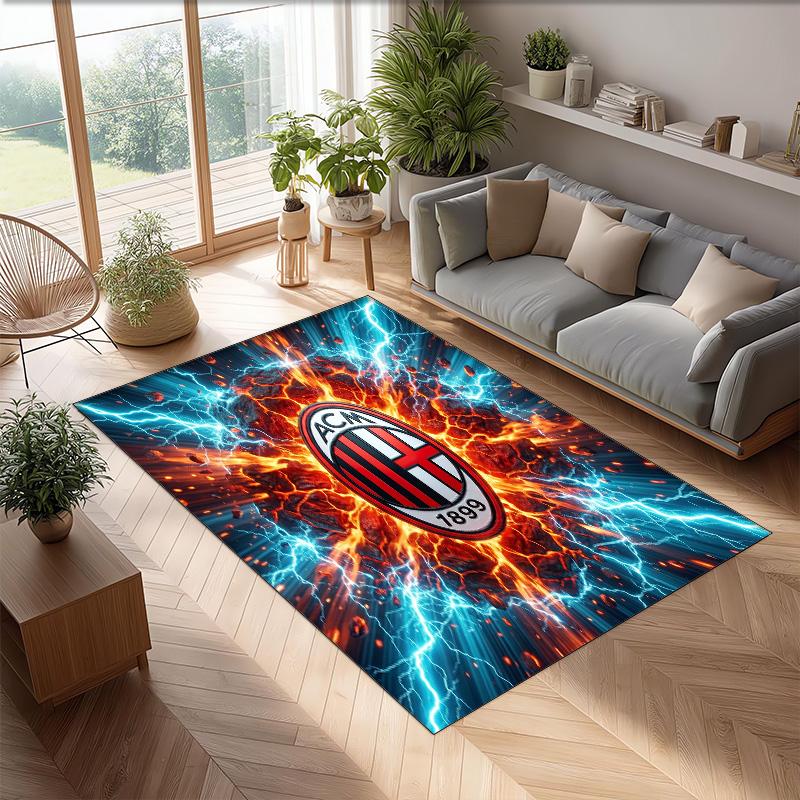 AC Milan Printed Flannel Area Rug Non Slip Soft Polyester Floor Carpet Indoor Decor Mat for Bedroom Living Room Sofa Game Room Home Decoration