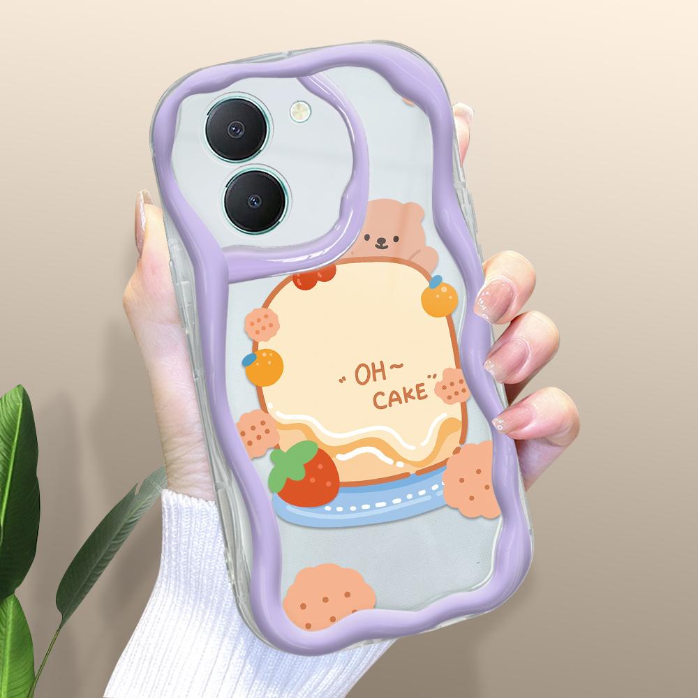 

Милый мультяшный узор, кремовая текстура, мягкий силиконовый чехол с волнистыми краями, чехол для телефона для Vivo Vivo Y17 прозрачный