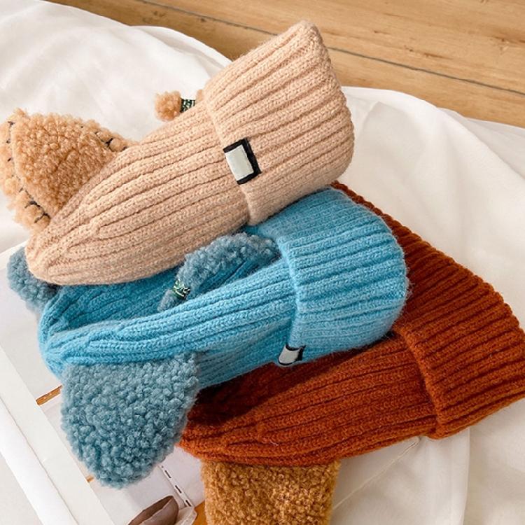 Kawaii for Cat Ears Hats Cute Cap Solid Color Hat Wool Knit Hat Earprotect All-m