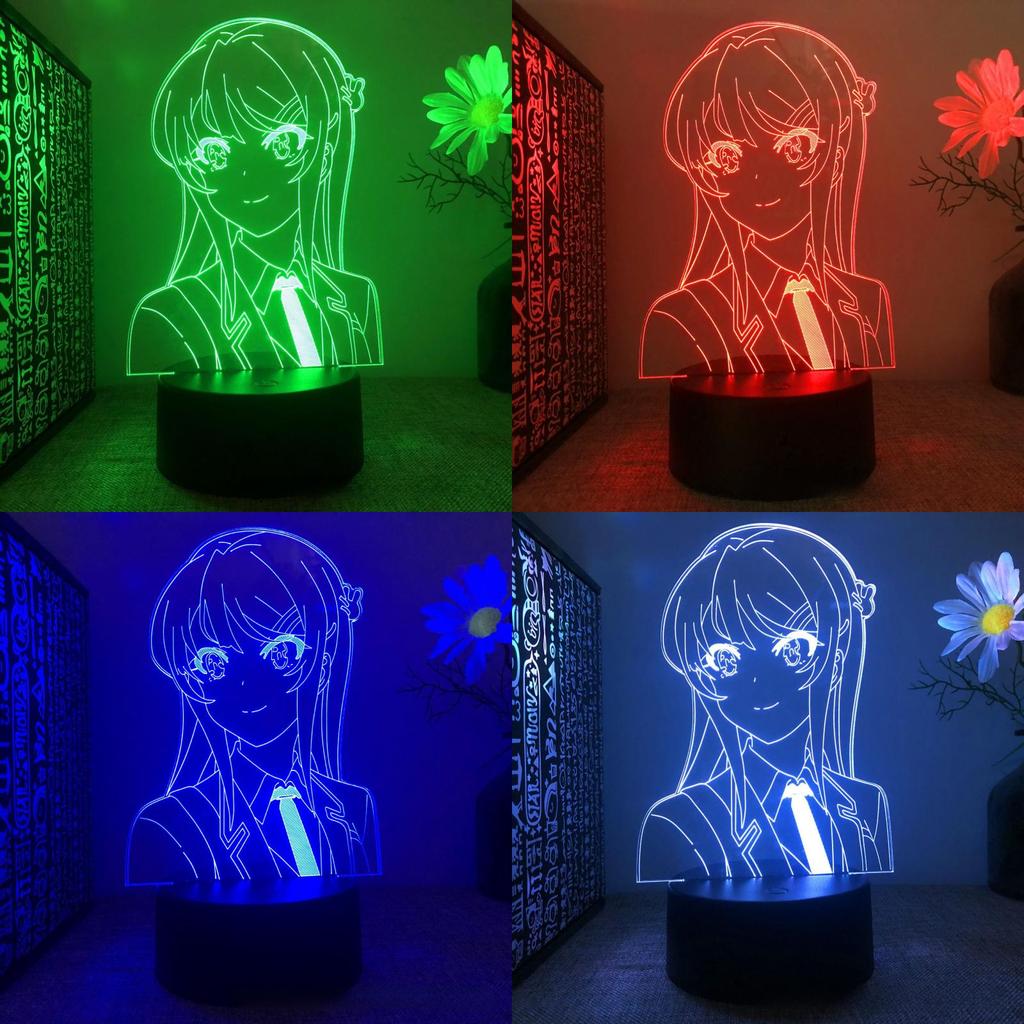 Rascal Does Not Dream Of A Dear Friend Mai Sakurajima 3d Touch Led Night Light With Remote Control For Bedroom Decor