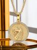 Punk Iced Out Bling Horse Head Pendant Gold Color Stainless Steel Zircon Animal Round Necklace For Men Jewelry Male Gift 2025