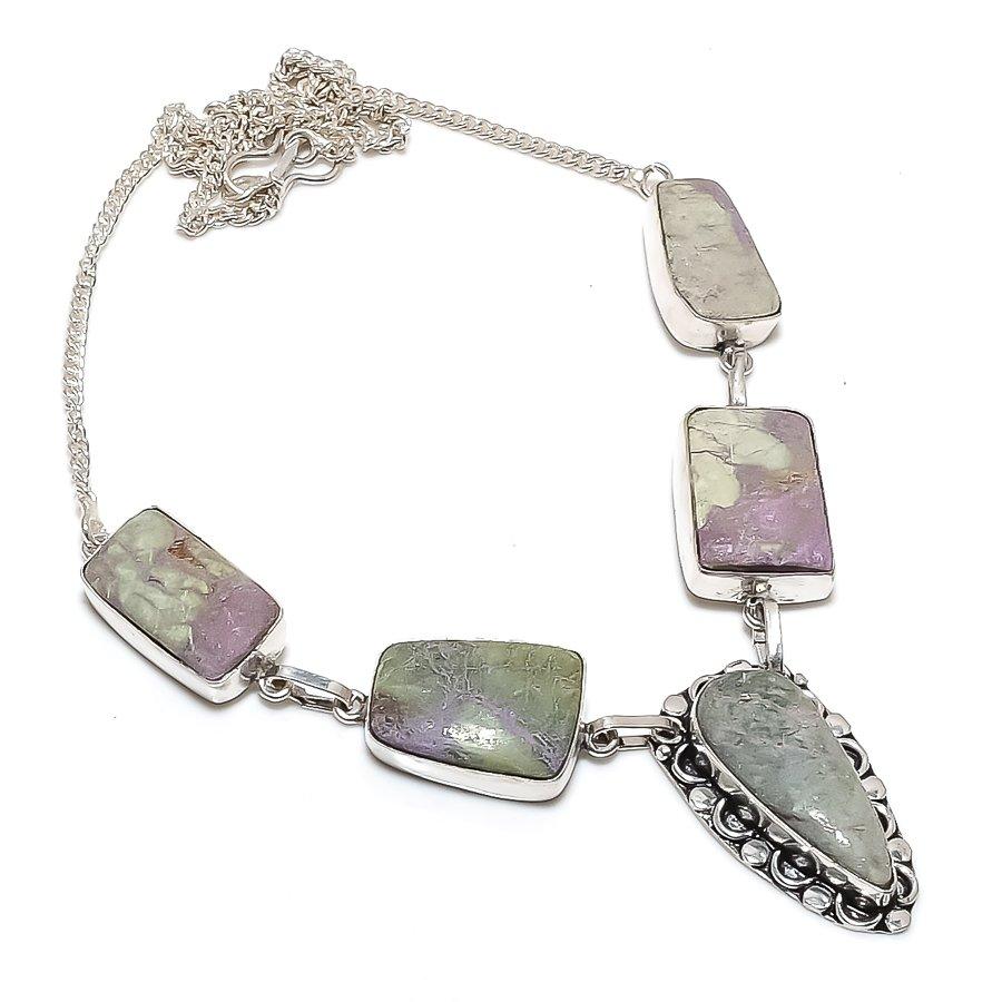 

Натуральный пурпурит драгоценный камень 925 стерлинговое серебро ювелирное ожерелье 18 W7n87