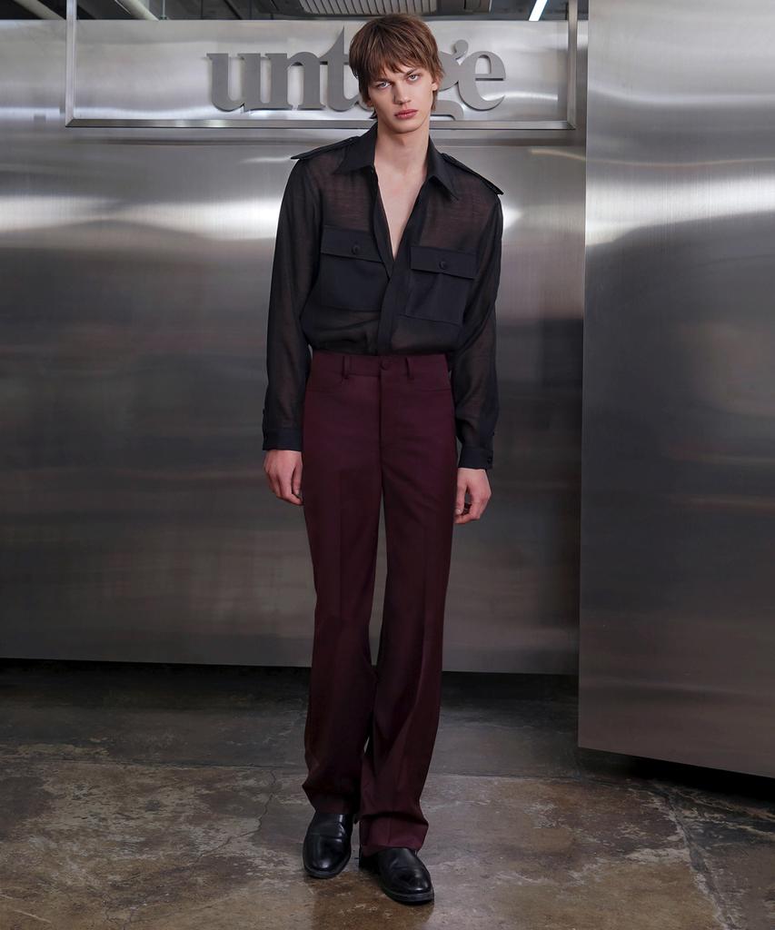 UNTAGE Wool Flare Trousers[Burgundy(Unisex)]_Uth-Fp02