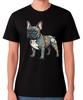 Blumen Französische Bulldogge T-Shirt Bunte Bulldoggen Kunst Frenchy Hunde-Liebhaber Unisex T-Shirt