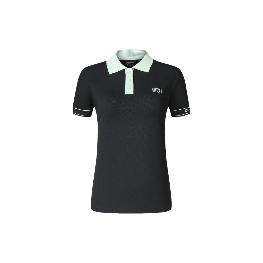 

Fila Поло с коротким рукавом, вязаное, с принтом букв серии Golf, женские топы, глубокий черный A11W415101F-BK S