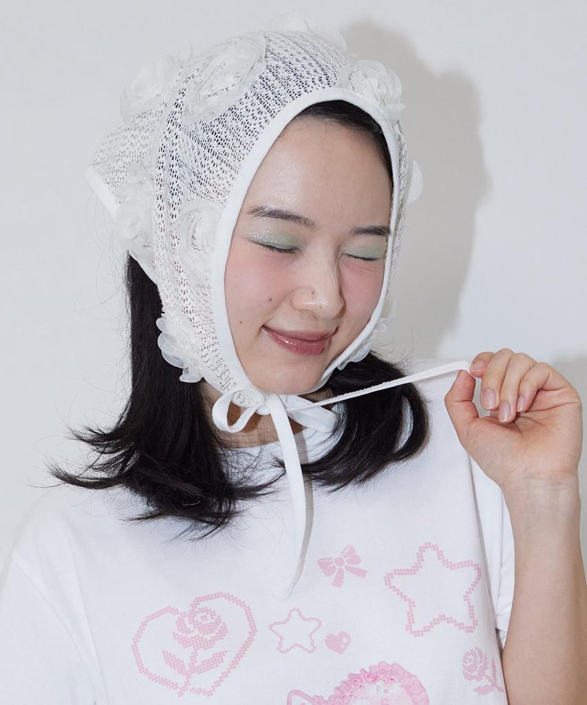 FAKIII Rose Lace Bonnet_Ivory