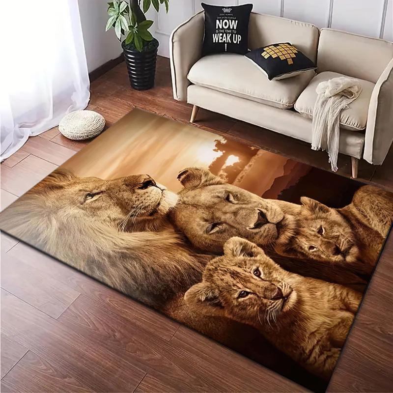 Tappeto Tappetino Stampato con Motivo Leone 1Pz per Soggiorno Camera da Letto Casa Decorazione Divano, Tappetino Antiscivolo Tappetino per Pavimento
