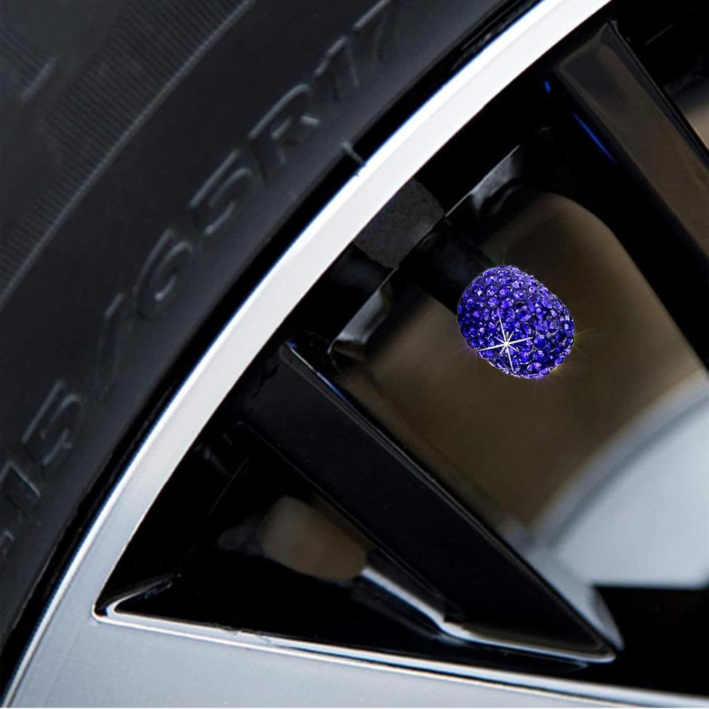 Bling Car Tire Valve Stem Caps, 4Pcs Universal Shinny Tire Air Valves Stem Caps, Sparkling Tire Valves Caps Dustproof for Most Cars, Motorcycles,