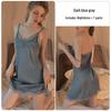 2024 Women's Sexy Ice Silk Lace Nightdress with Stylish Back
