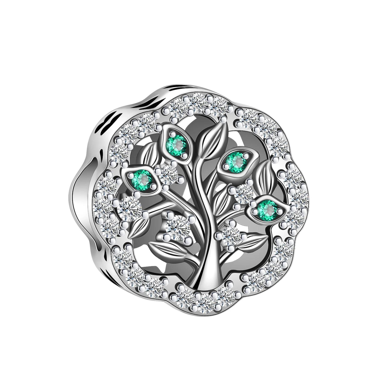 

S925 Sterling Silver Green Tree of Life Кулон Шарми для оригінального браслета Шарм Намисто з бісеру Жіночі ювелірні вироби своїми руками