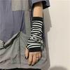 Women's Rainbow Stripe Half-Finger Cotton Dance Gloves with Sun Protection