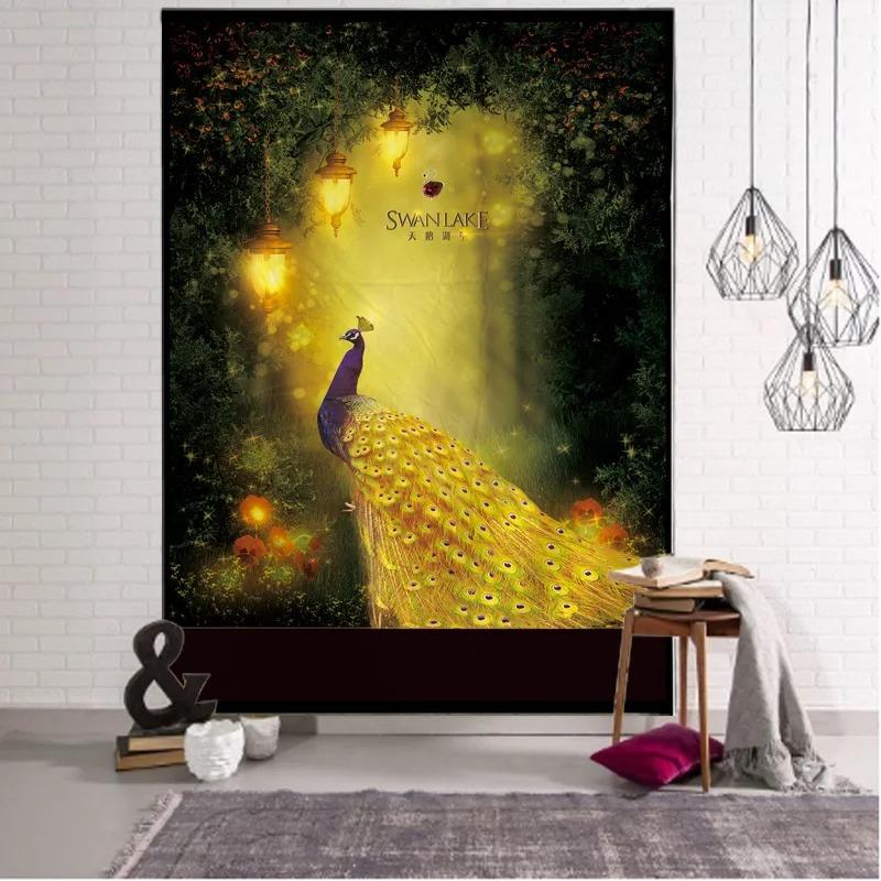 

Лесной павлин Красивый фон Ткань для украшения стен дома Гобелен Гобелен для офиса Гостиная 100x75cm