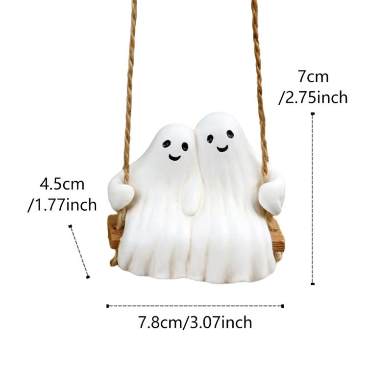 Halloween Ghostly Couple On Swing Resins Hanging Decors For Garden Patios Tree Indoor and Outdoor Horror Theme Ornament