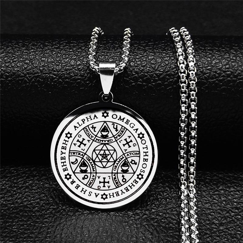Tetragrammaton Amulet Pendant Necklace Enochian Angel Magic Amulet Alpha Otheos Eheyeh  AGLA Amulet Talisman Necklace Accessories