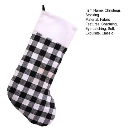 Christmas Stocking Classic Red Black Buffalo Plaid Hanging Stockings for Christmas Tree Fireplace Holiday