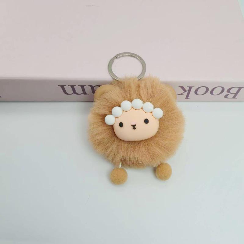 Creative plush cartoon sheep fur ball plush keychain pendant doll doll school bag pendant
