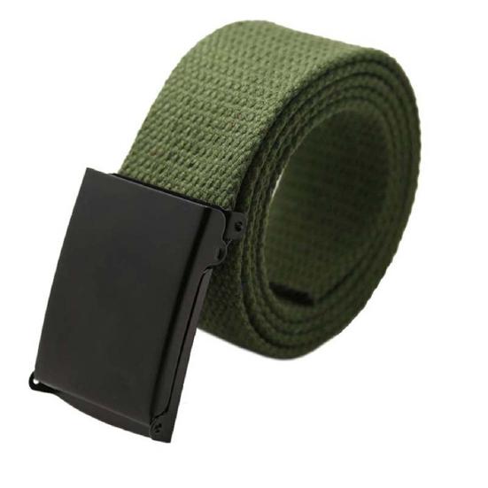 Unisex Casual Solid Color Webbing Canvas Waist Belt Automatic Buckle Waistband