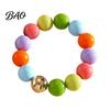 Colorful Bead Necklace Beaded Jewelry for Women, Acrylic Big Beads Choker Female Bracelet Necklace, Round Stretch Bracelet, Summer Retro Accessory