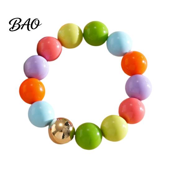 Colorful Bead Necklace Beaded Jewelry for Women, Acrylic Big Beads Choker Female Bracelet Necklace, Round Stretch Bracelet, Summer Retro Accessory