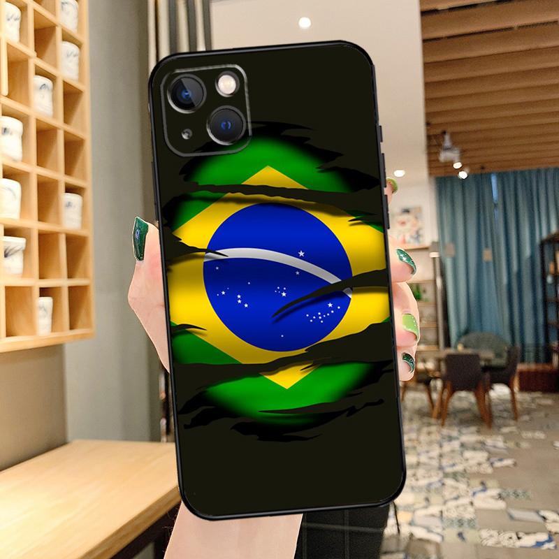 Brazil Brazilian Flag Phone Case For iPhone 13 Pro Max 16 15 11 12 14 17 Pro Max Mini 15 16 Plus 16e 17 Air Cover
