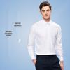 MONTAGUT Men's Pure White Silk-Cotton Blend Wrinkle-Free Long-Sleeve Shirt
