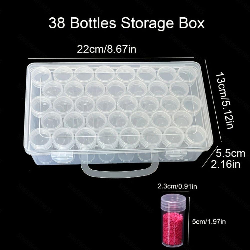 24/30/38/48/60/80 Bottles Diamond Painting Storage Containers Round Plastic Beads Storage Containers Box Transparent Save Space