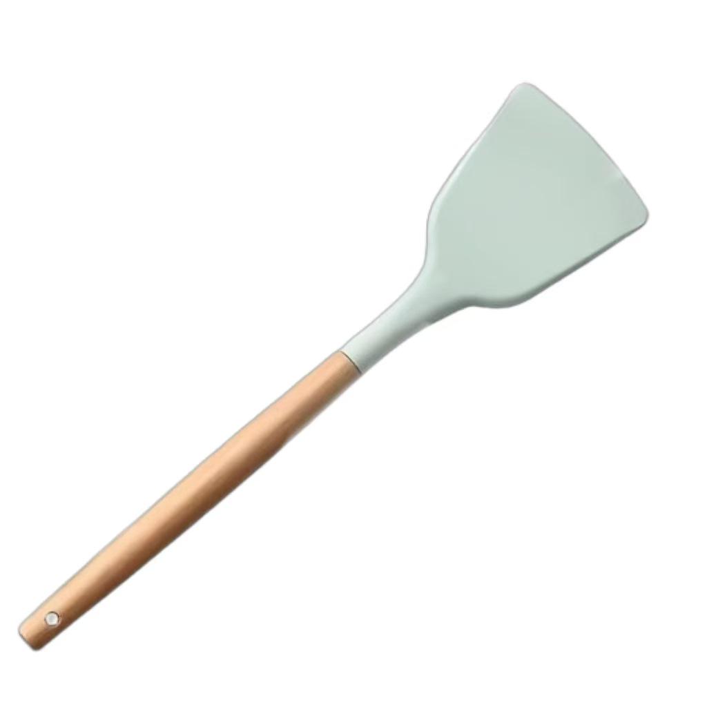 Non-Stick Silicone Spatula with Anti-Scalding Wooden Handle - High-Temperature Resistant Cooking Utensil