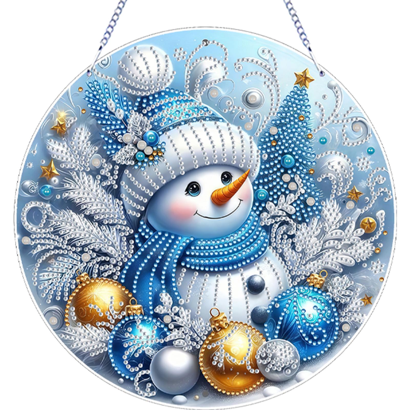 

Xmas Theme 2D/Flat DIY Double Sided Rhinestone Diamond Art Window Pendants Diamond Art Pendant Window Hanging Art for Home Decor