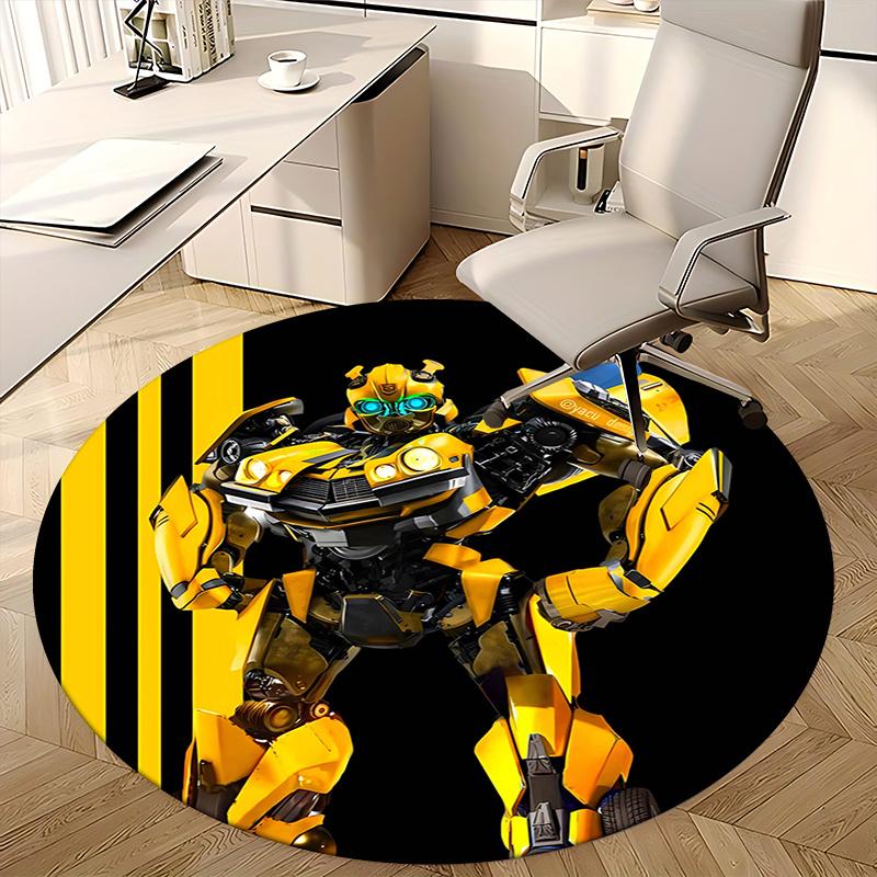 Transformer Bumblebee,Yellow Bee Robot Chair Mat Round Rug Office Carpet, Non Slip, Suitable for Living Rooms, Bedrooms Decor.1205012a